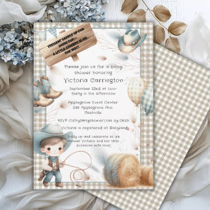 Cowboy Blue Boy Baby Shower Inbjudningar