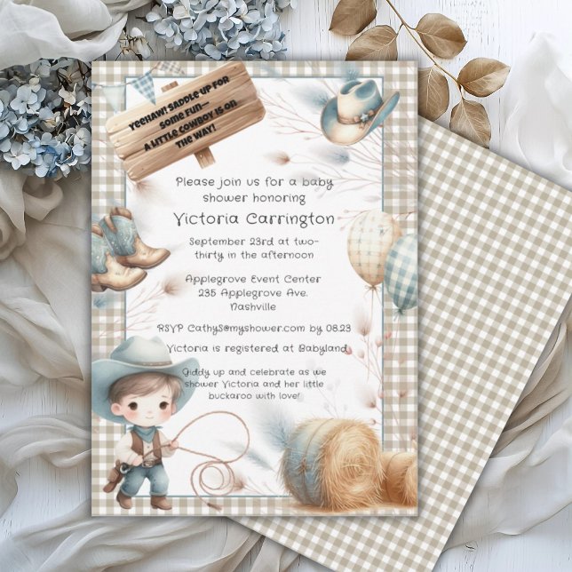 Cowboy Blue Boy Baby Shower Inbjudningar (Skapare uppladdad)