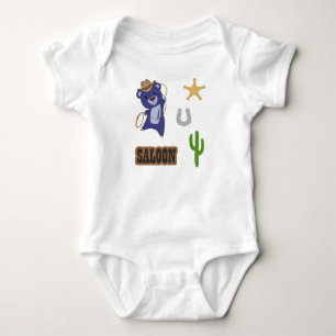 Cowboy Blue Söt Björn Saloon Västern T Shirt