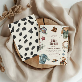 Cowboy Blue Western Rodeo Baby Shower Inbjudan