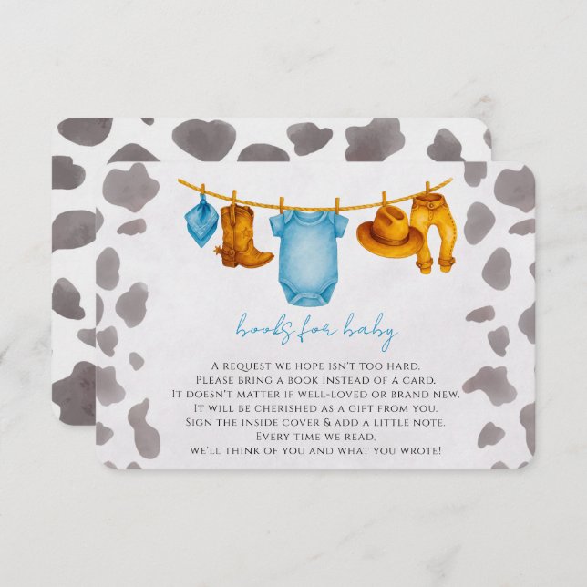 Cowboy-böcker till bebis Infogningskort Pojke Tilläggskort (Fram/baksida)