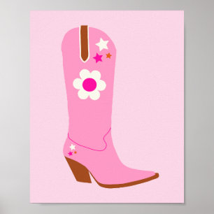 Cowboy Boot 01 Rosa Preppy Boots Poster
