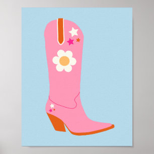 Cowboy Boot 02 Rosa och Blue Preppy Boots Poster
