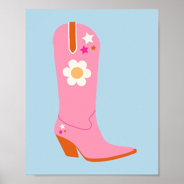 Cowboy Boot 02 Rosa och Blue Preppy Boots Poster (Framsidan)