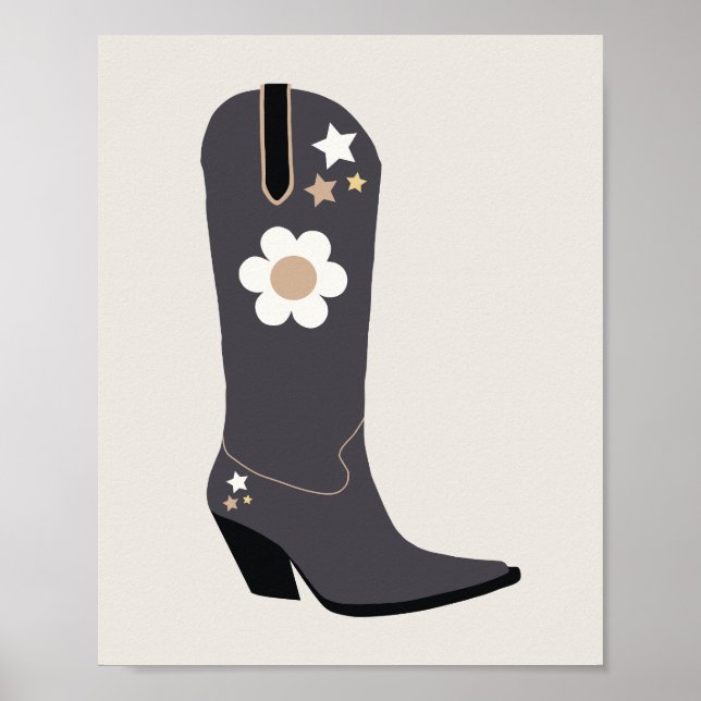 Cowboy Boot 04 Black and Cream Poster (Framsidan)