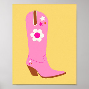 Cowboy Boot 05 Rosa and Gult Cowgirl Boots Poster