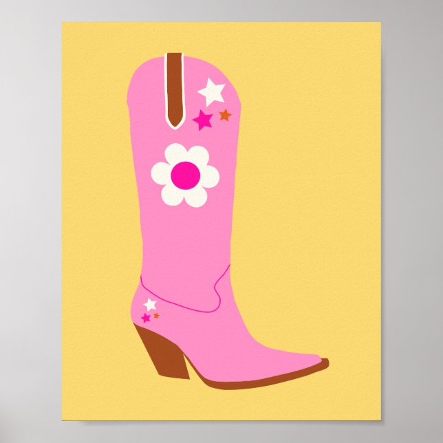 Cowboy Boot 05 Rosa and Gult Cowgirl Boots Poster (Framsidan)