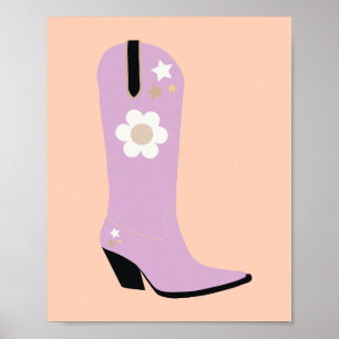 Cowboy Boot 07 Orange och Lila Cowgirl Boots Poster