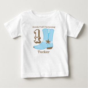 Cowboy Boot First Birthday T Shirt