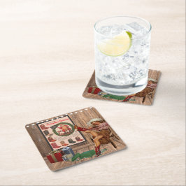 Cowboy Boot-jul Underlägg Papper Kvadrat