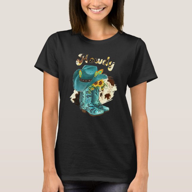 Cowboy Boot Leopard Solros Låt oss Go Girls Weste T Shirt (Framsida)