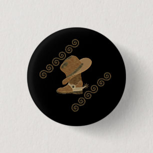 Cowboy Boot och hatt av trä Inlay Knapp