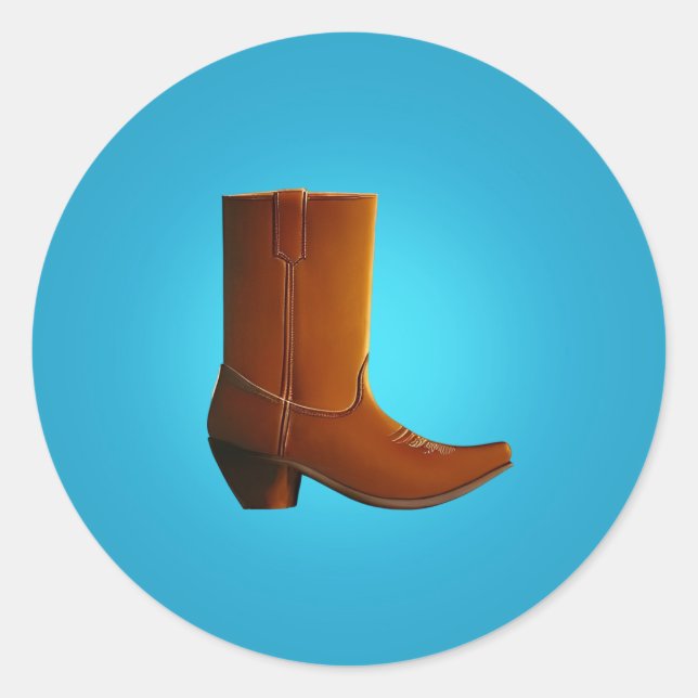 Cowboy Boot Runt Klistermärke (Framsida)