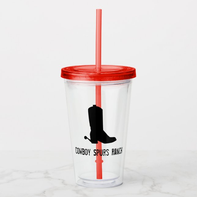 Cowboy Boot Silhouette Ranch Namn Kids Roligt Take Away Mugg (Framsida)
