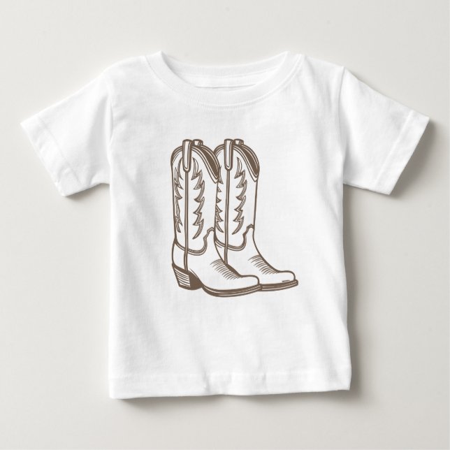 Cowboy Boot Sketch T-shirt för barn (Framsida)