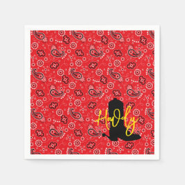 Cowboy Boot Spurs Silhouette HOWDY red bandana Pappersservett