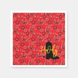 Cowboy Boot Spurs Silhouette HOWDY red bandana Pappersservett