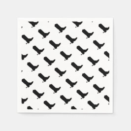 Cowboy Boot Spurs Silhouette Mönster svartvit Pappersservett