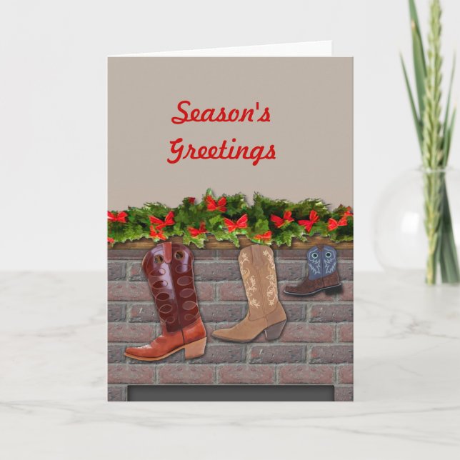 Cowboy Boot Stockings av Fireplace Helgkort (Framsida)