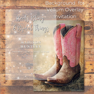 Cowboy Boots & Bling Möhippa Background Inbjudningar