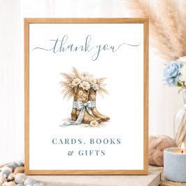 Cowboy Boots Bow Baby Shower Cards Books & Gifts Poster