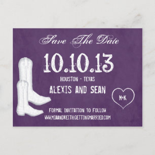 Cowboy Boots Bröllop Save The Date Postkort Meddelande Vykort