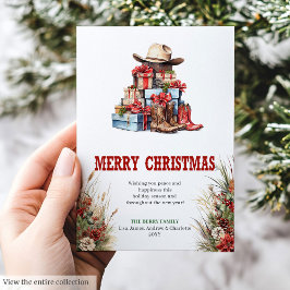 Cowboy boots Christmas greeting card rustic Julkort