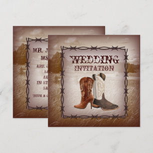 Cowboy Boots Country western Bröllopsinbjudan Inbjudningar