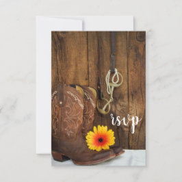 Cowboy Boots Daisy Horse Bit Barn Bröllop OSA Kort