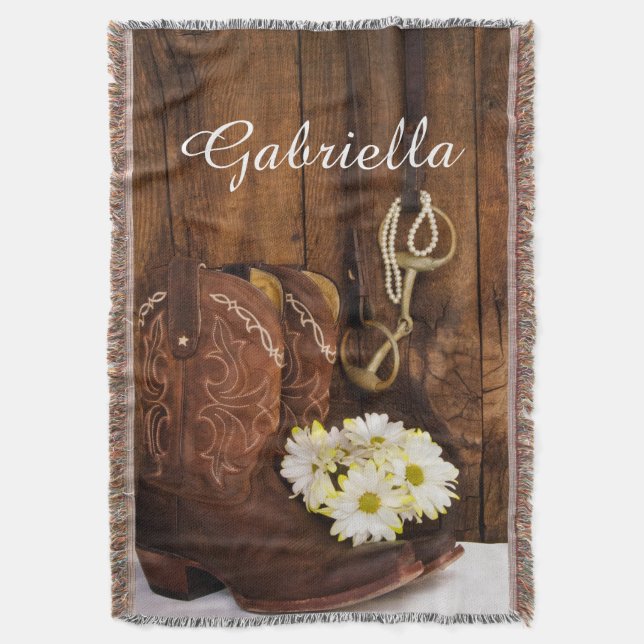 Cowboy Boots, Daisy, Horse Bit Land Western Filt (Framsidan Vertikal)