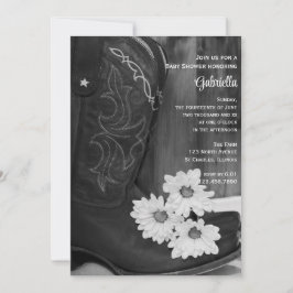 Cowboy Boots Daisy Land Western Baby Shower Inbjudningar