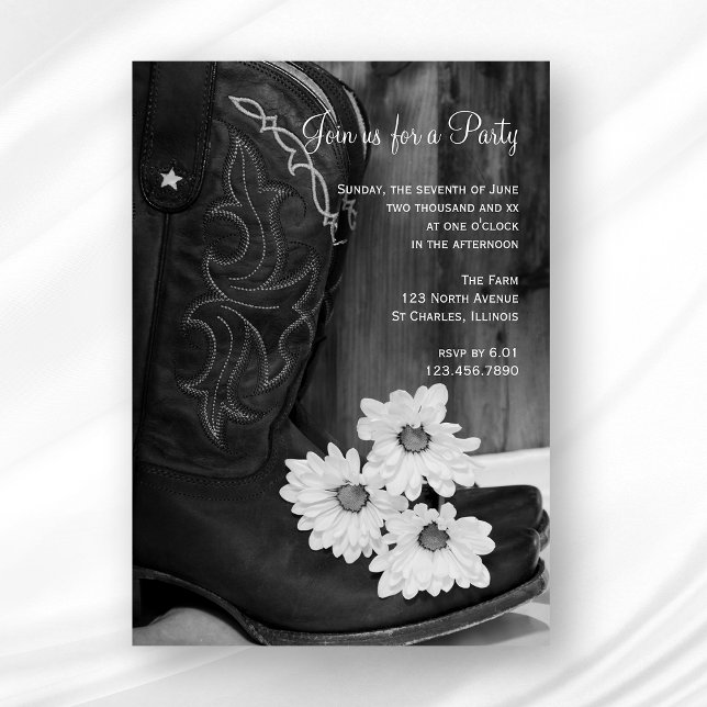 Cowboy Boots Daisy Land Westerna Barn Party Inbjudningar (Skapare uppladdad)