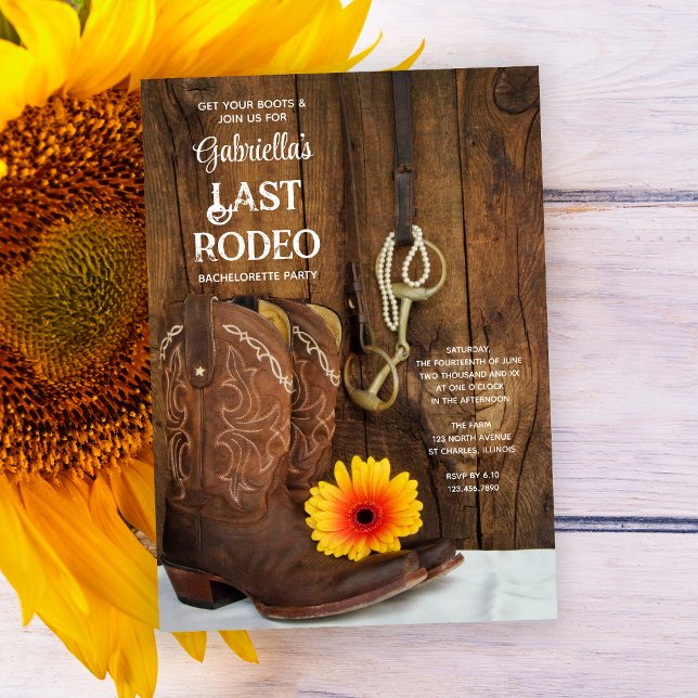 Cowboy Boots Daisy Last Rodeo Bachelorette Party Inbjudningar (Skapare uppladdad)