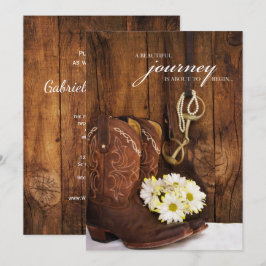 Cowboy Boots, Daisy och Horse Bit Bröllop Inbjudningar