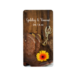 Cowboy Boots, Daisy- och Horse Bit-Landsbyggsbröll Adressetikett