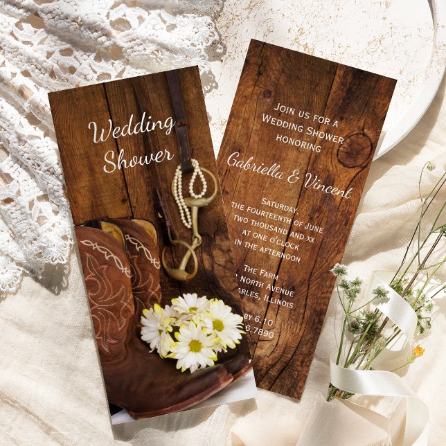 Cowboy Boots Daisys Horse Bit Möhippa Inbjudningar (Skapare uppladdad)