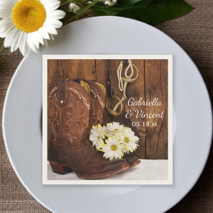 Cowboy Boots Daisys Horse Bit Westernare Bröllop Pappersservett