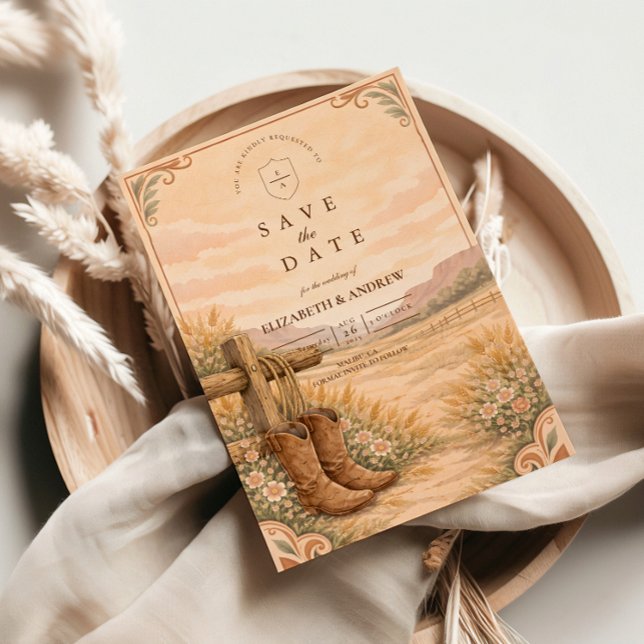 Cowboy Boots Desert Wedding Spara Datumet (Skapare uppladdad)