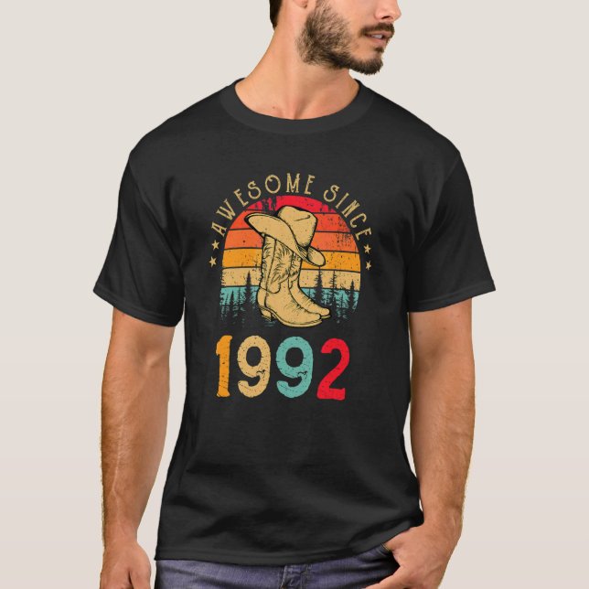 Cowboy Boots Fantastisk sedan 1992 30års födelseda T Shirt (Framsida)