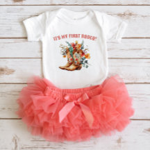 Cowboy Boots First Rodeo Birthday Baby Bodydräkt