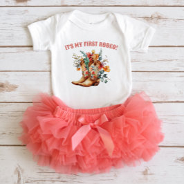 Cowboy Boots First Rodeo Birthday Baby Bodydräkt T Shirt