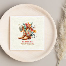 Cowboy Boots First Rodeo Birthday Pappra Napkins Pappersservett