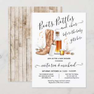 Cowboy Boots Flaskor Baby Shower Inbjudningar