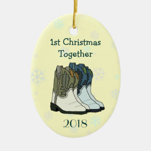 Cowboy Boots, första julen Snöflingor Ornament