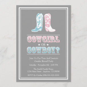 Cowboy Boots Gender Reveal Party-inbjudningar Inbjudningar