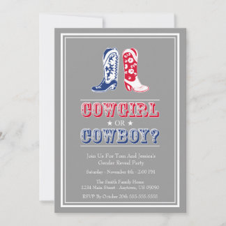 Cowboy Boots Gender Reveal Party-inbjudningar Inbjudningar