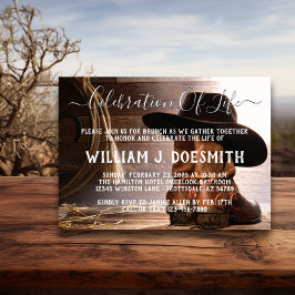 Cowboy Boots Hat Funeral Memorial Inbjudningar