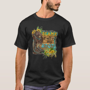 Cowboy Boots Hatt Solros Trä Allt På Mina Stövlar T Shirt