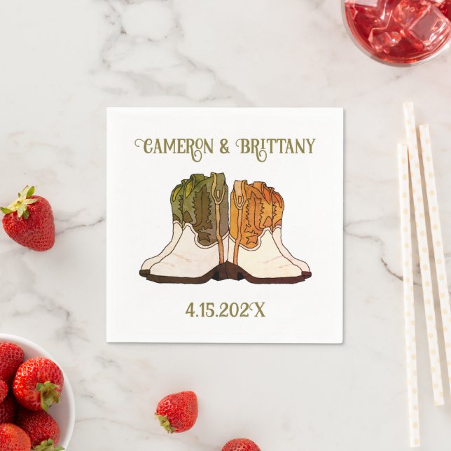 Cowboy Boots Illustrated Bröllop Napkins Pappersservett (Insitu)