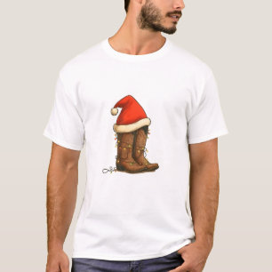 Cowboy Boots Jul Western Santa Hatt T Shirt